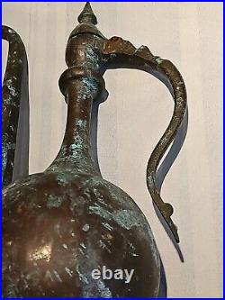 Antique Middle Eastern/Persian Large Tinned Copper Ewer 14 Inches High F/shippin