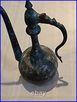 Antique Middle Eastern/Persian Large Tinned Copper Ewer 14 Inches High F/shippin