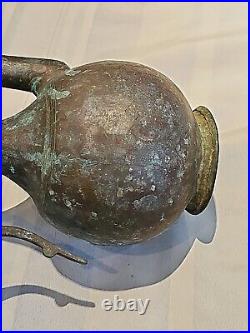 Antique Middle Eastern/Persian Large Tinned Copper Ewer 14 Inches High F/shippin