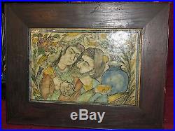Antique Middle Eastern Persian Tile Male and Female