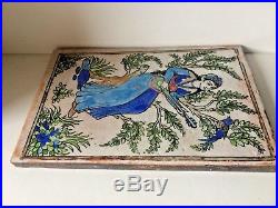 Antique Middle Eastern Pottery Pictorial Large Tile