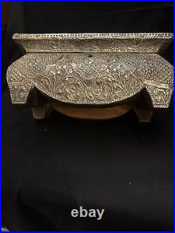 Antique Middle Eastern Silver Footed Casket Box