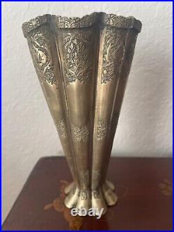 Antique Middle Eastern Silver Vase Islamic Hand Chased Engraved