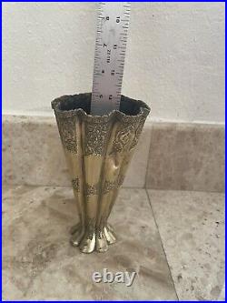 Antique Middle Eastern Silver Vase Islamic Hand Chased Engraved