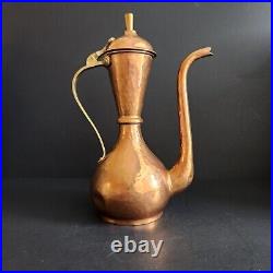 Antique Middle Eastern Style Copper Coffee Pot 9.25x7.5x4.5 VTG