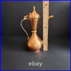 Antique Middle Eastern Style Copper Coffee Pot 9.25x7.5x4.5 VTG