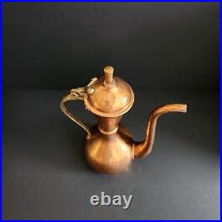 Antique Middle Eastern Style Copper Coffee Pot 9.25x7.5x4.5 VTG