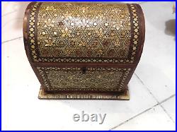 Antique Middle Eastern Syrian Wooden Mosaic Jewellery Box with David Star