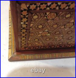 Antique Middle Eastern Syrian Wooden Mosaic Jewellery Box with David Star