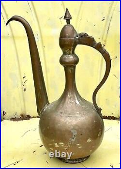 Antique Middle Eastern Tinned Copper Aftaba Ewer Pitcher, 13