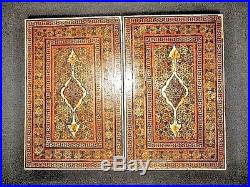 Antique Middle Eastern Wooden Micro Mosaic Qajar Inlay Mirror Case