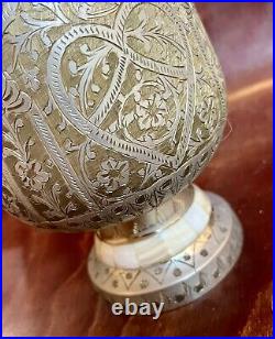 Antique Middle Eastern bronze vase with mother of pearl inlay See Pics 4 Appraisal