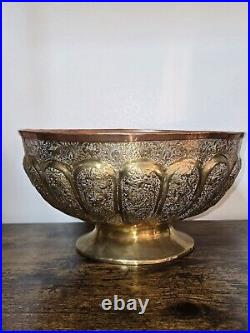 Antique Mixed Metal Brass Inside Copper Bowl 6.5