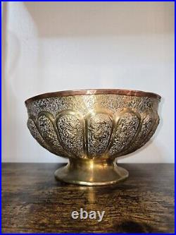 Antique Mixed Metal Brass Inside Copper Bowl 6.5