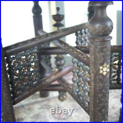 Antique Moorish Folding Side Coffee Mashrabiya Table Brass Tray Liberty Style
