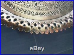 Antique Moroccan Brass Tray Table Circa 1930s