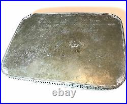 Antique Moroccan Fez Islamic Arabic Geometric Silver Plated Brass Tray Signed