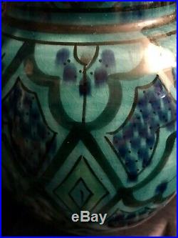 Antique Moroccan Safi Hand Painted Ceramic Pottery Vase Middle Eastern 10