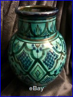 Antique Moroccan Safi Hand Painted Ceramic Pottery Vase Middle Eastern 10