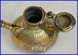 Antique Mughal Indian Islamic Brass Aftaba Ewer 90122