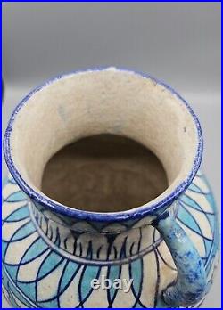 Antique Multan Middle Eastern Safavid Blue & White Jar Vase Made In Pakistan