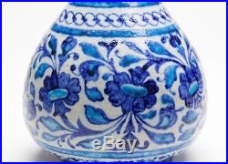 Antique Multani Blue & White Floral Vase Signed 19th C