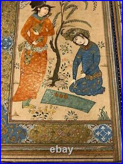 Antique Museum PC 1600 C Gold Illuminated Safavid Miniature Painting Islamic Art