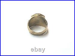 Antique Natutal Eyes Agate Ring 14K Gold 8.5US Ethnic Vintage Middle Eastern
