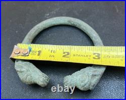 Antique Near Eastern Bronze Bangles with Animal Head Design (Pair)