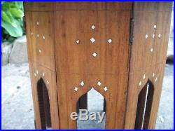 Antique Octagonal Folding Islamic Syrian Inlaid Wooden Side Table