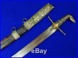 Antique Old Middle Eastern East 19 Century Shamshir Sword with Scabbard