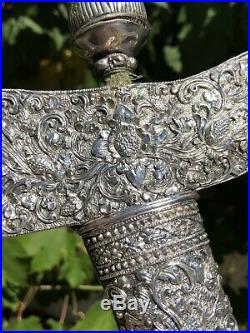 Antique Old Silver Dagger Khanjar Persian Islamic Middle Eastern Knife Sword 19