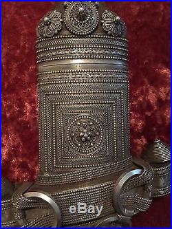 Antique Omani Jambiya Khanjar Dagger Knife Arab Saudi Yemen Silver Arabian Horn