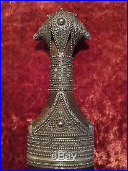 Antique Omani Jambiya Khanjar Dagger Knife Arab Saudi Yemen Silver Arabian Horn