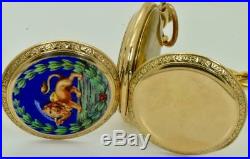 Antique Oriental 14k gold&enamel Union Horlogere pocket watch for Shah Mozzafar