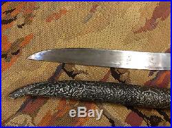Antique Orientalist Arab Original Silver Ottoman Yatagan Sword