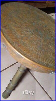 Antique Original Hand Hammered Brass Copper Turkish Foot Warmer Stool folk art