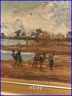 Antique Original Oil Painting Middle Eastern Desert Scene Signed Pascal GC