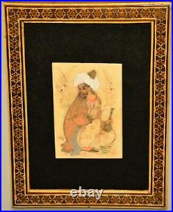 Antique Original Vintage Artist Signed Persian Miniature Portrait Oil Painting