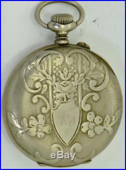 Antique Ottoman Army Pasha award LeCoultre caliber pocket watch c1890. 24h dial