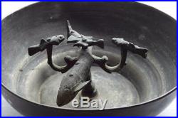 Antique Ottoman Empire Hannun Trick Bath House Bowl withReticulated Fish c1900