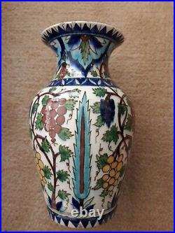 Antique Ottoman Middle East Greek Kutahya Ceramic Vase Islamic Pottery Jar Iznik