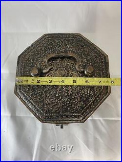 Antique Ottoman Middle Eastern Turkish Silvered Cooper Spice Lunch Box Tin