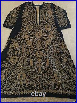 Antique Ottoman Turkish Heavily Metallic Hand Embroidered Bridal Dress
