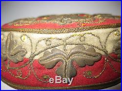Antique Ottoman Turkish Persian Fes Hat Cap Metallic Silver Gold Embroidery Rare