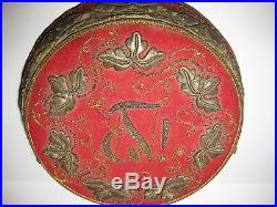 Antique Ottoman Turkish Persian Fes Hat Cap Metallic Silver Gold Embroidery Rare