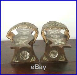 Antique Ottoman Turkish Wood Mother of Pear Silver Thread Bath Hamam Clogs Shoes