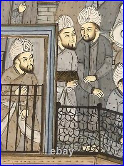 Antique Painting Persian Art Hand Painted Paper Miniature Gold Illuminated Qajar