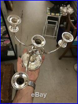 Antique Pair Of Solid Silver Arabic Islamic Rare Candlestick Candelabra