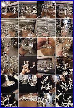 Antique Pair Of Solid Silver Arabic Islamic Rare Candlestick Candelabra